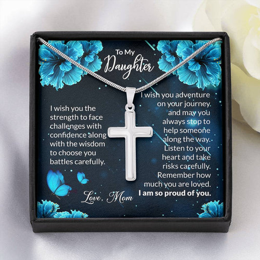 To My Daughter Gift Cross Necklace