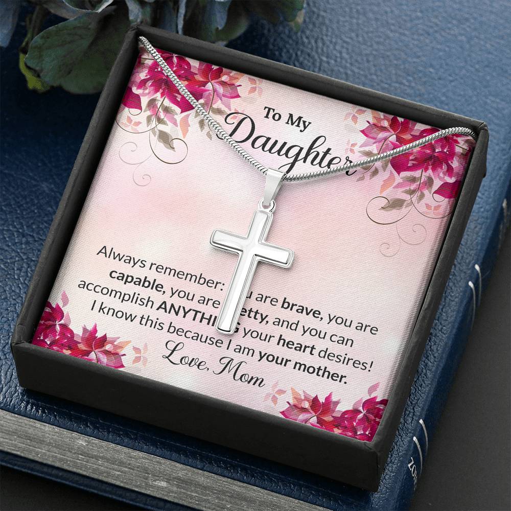 To My Daughter Gift Cross Necklace