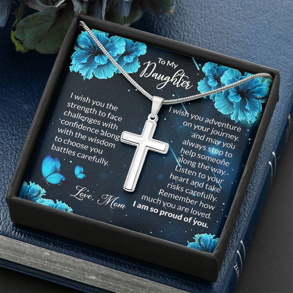 To My Daughter Gift Cross Necklace
