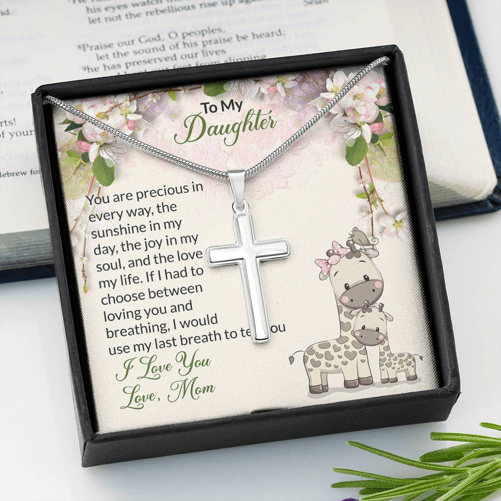 To My Daughter Gift Cross Necklace