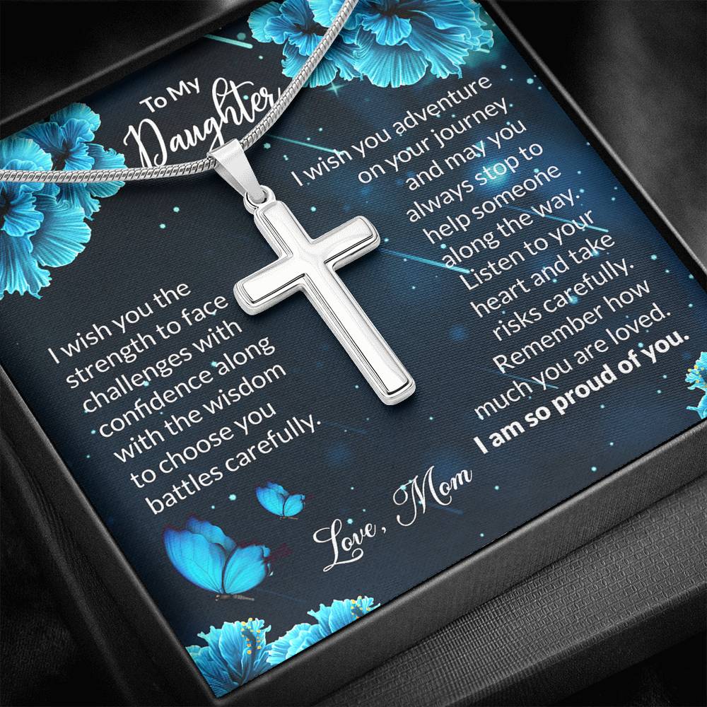 To My Daughter Gift Cross Necklace