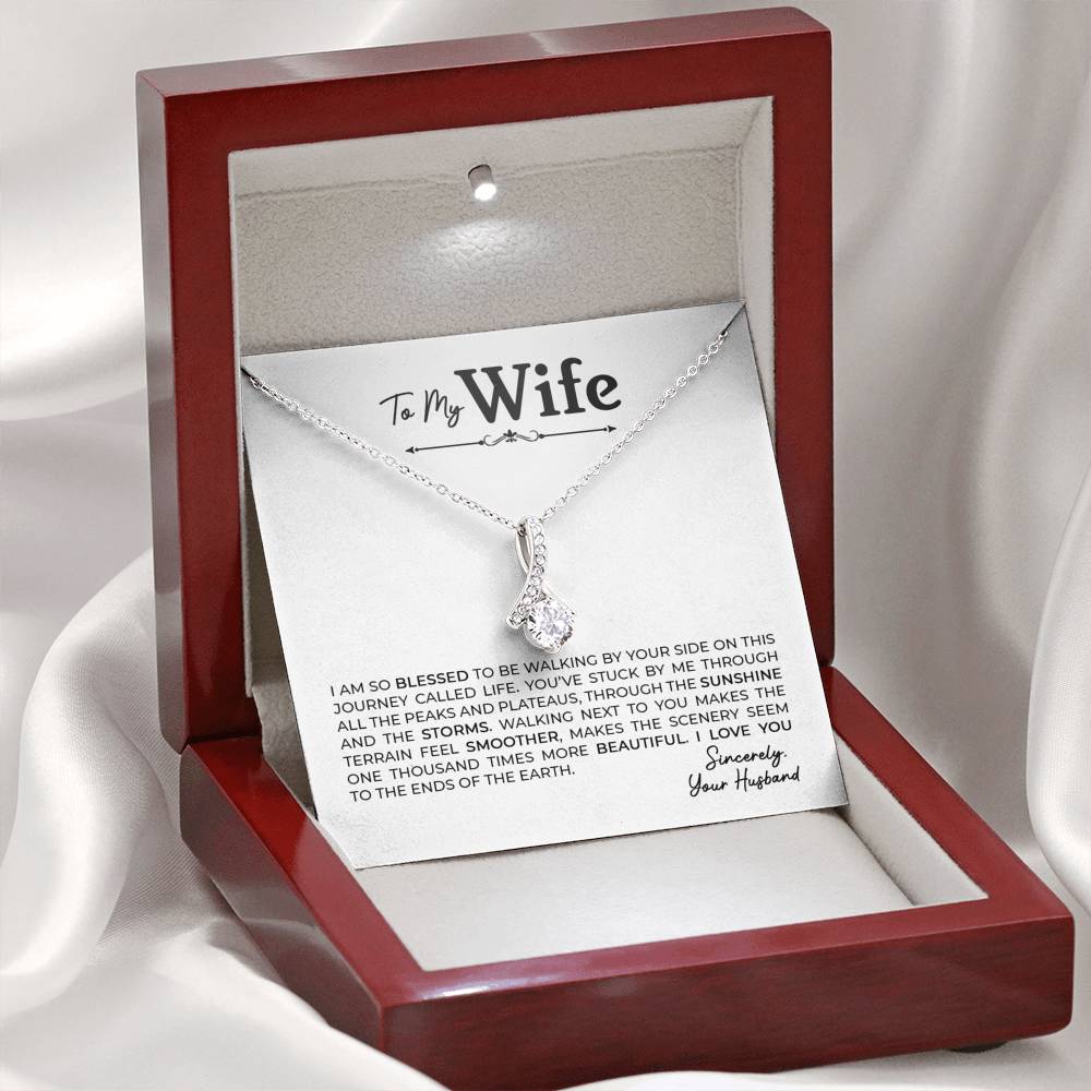 To My Wife, Gift for Wife Alluring Beauty Necklace with Message Card White