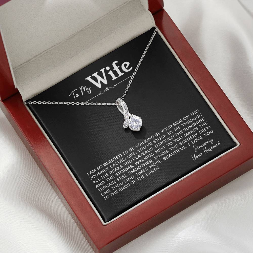 To My Wife, Gift for Wife Alluring Beauty Necklace with Message Card Black