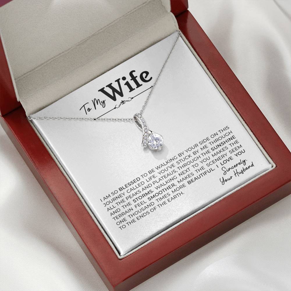 To My Wife, Gift for Wife Alluring Beauty Necklace with Message Card White