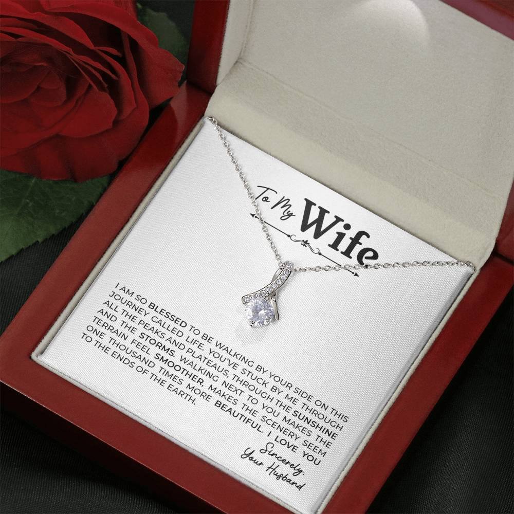 To My Wife, Gift for Wife Alluring Beauty Necklace with Message Card White