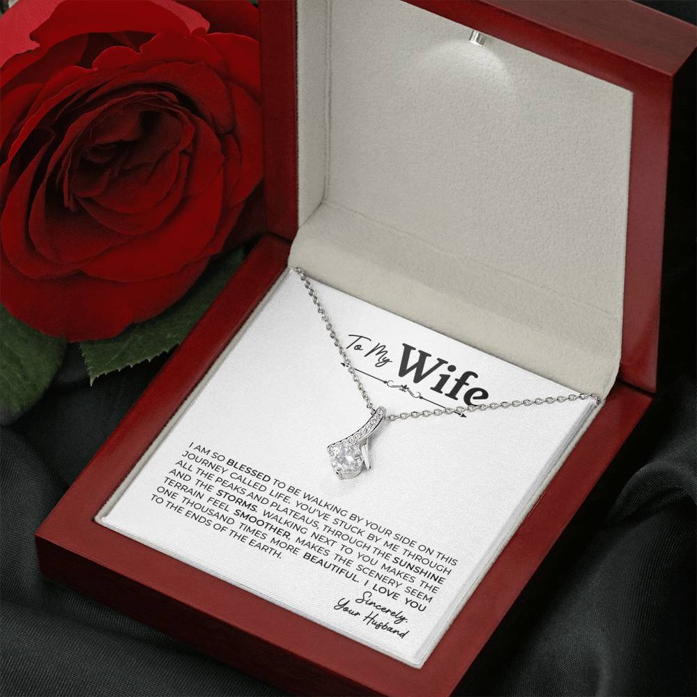 To My Wife, Gift for Wife Alluring Beauty Necklace with Message Card White
