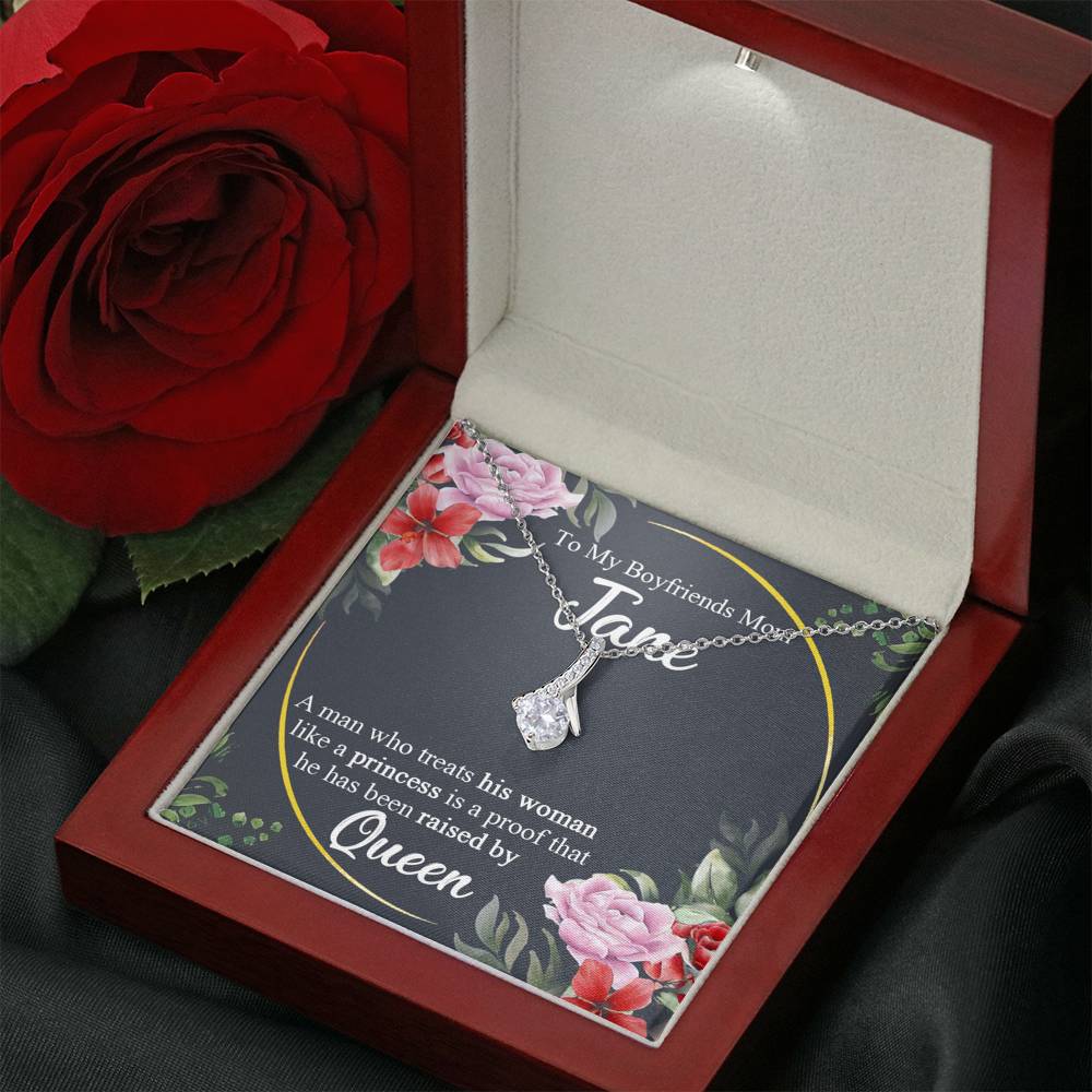 To My Boyfriends Mom Necklace with a Personalized Message Card