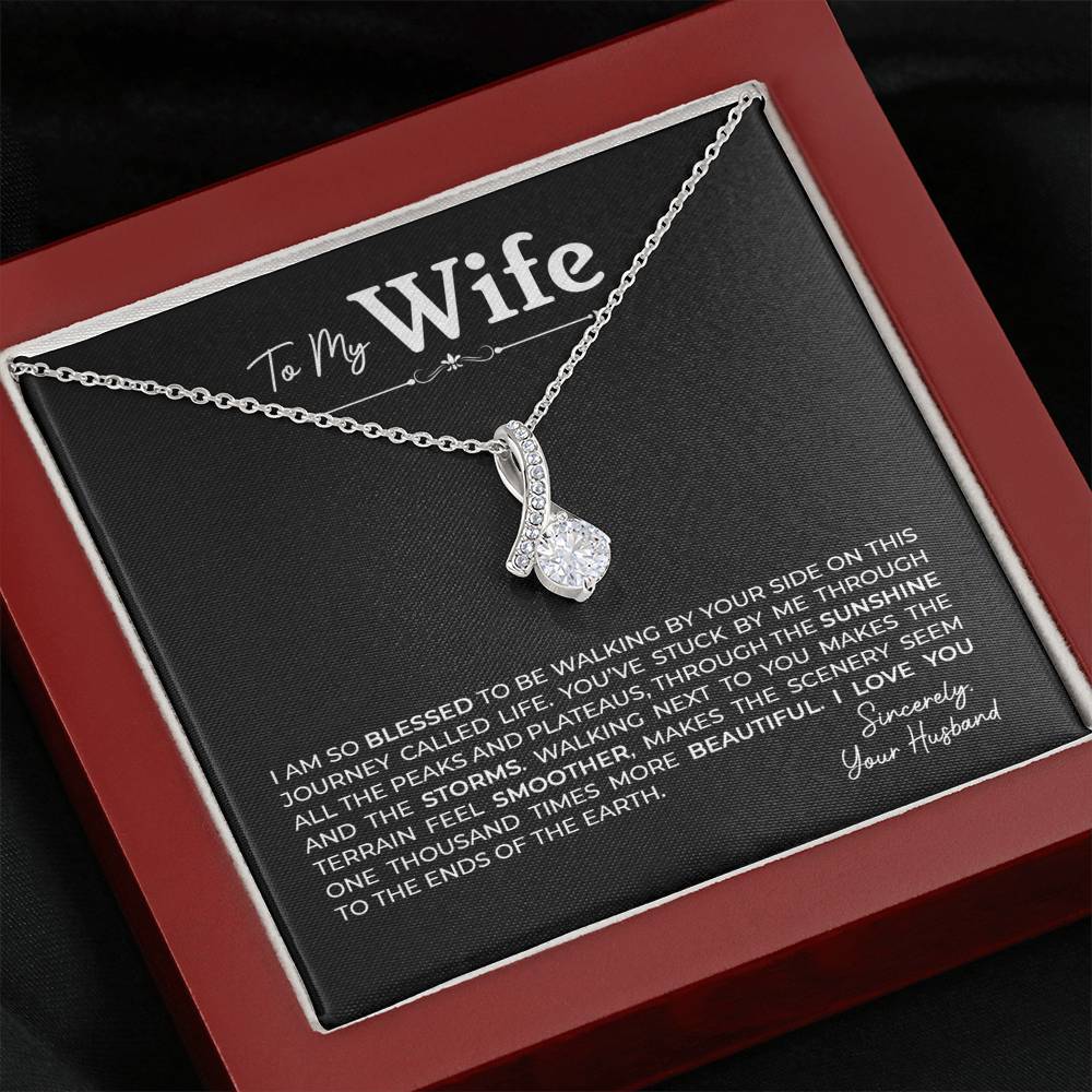 To My Wife, Gift for Wife Alluring Beauty Necklace with Message Card Black