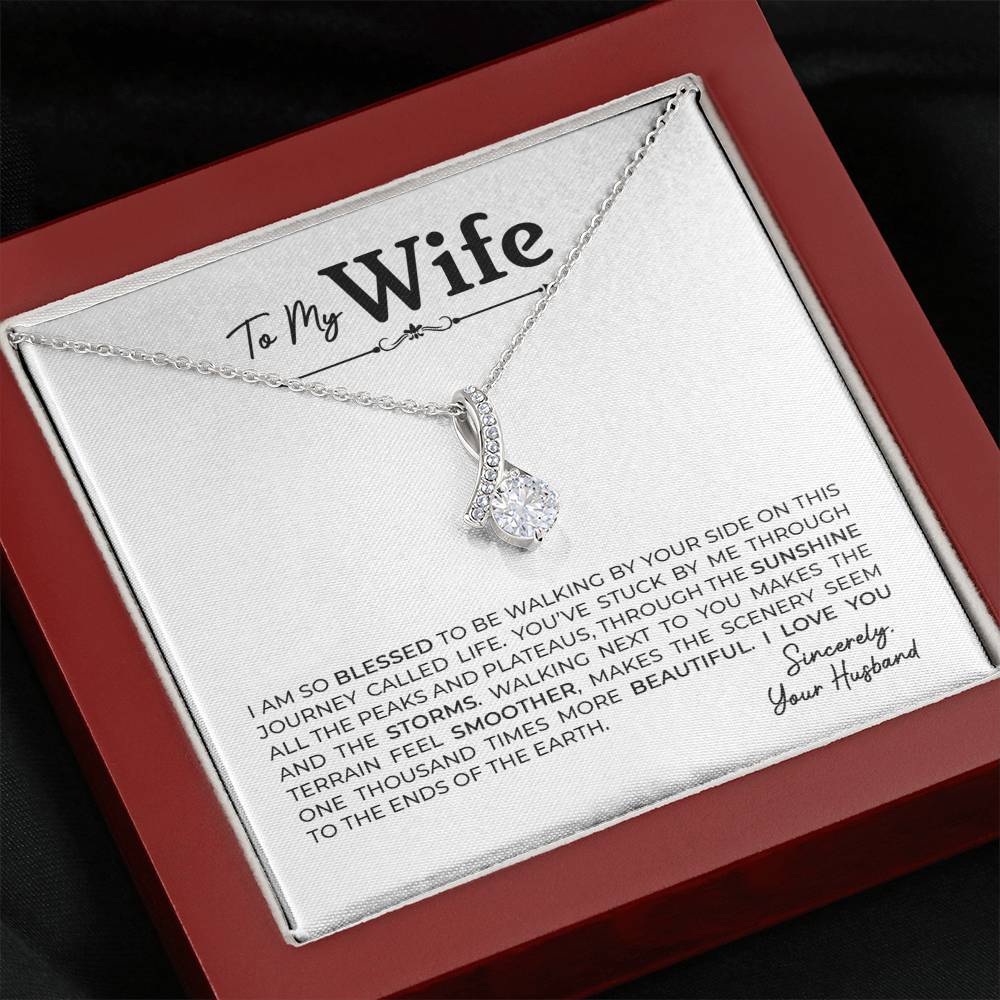 To My Wife, Gift for Wife Alluring Beauty Necklace with Message Card White