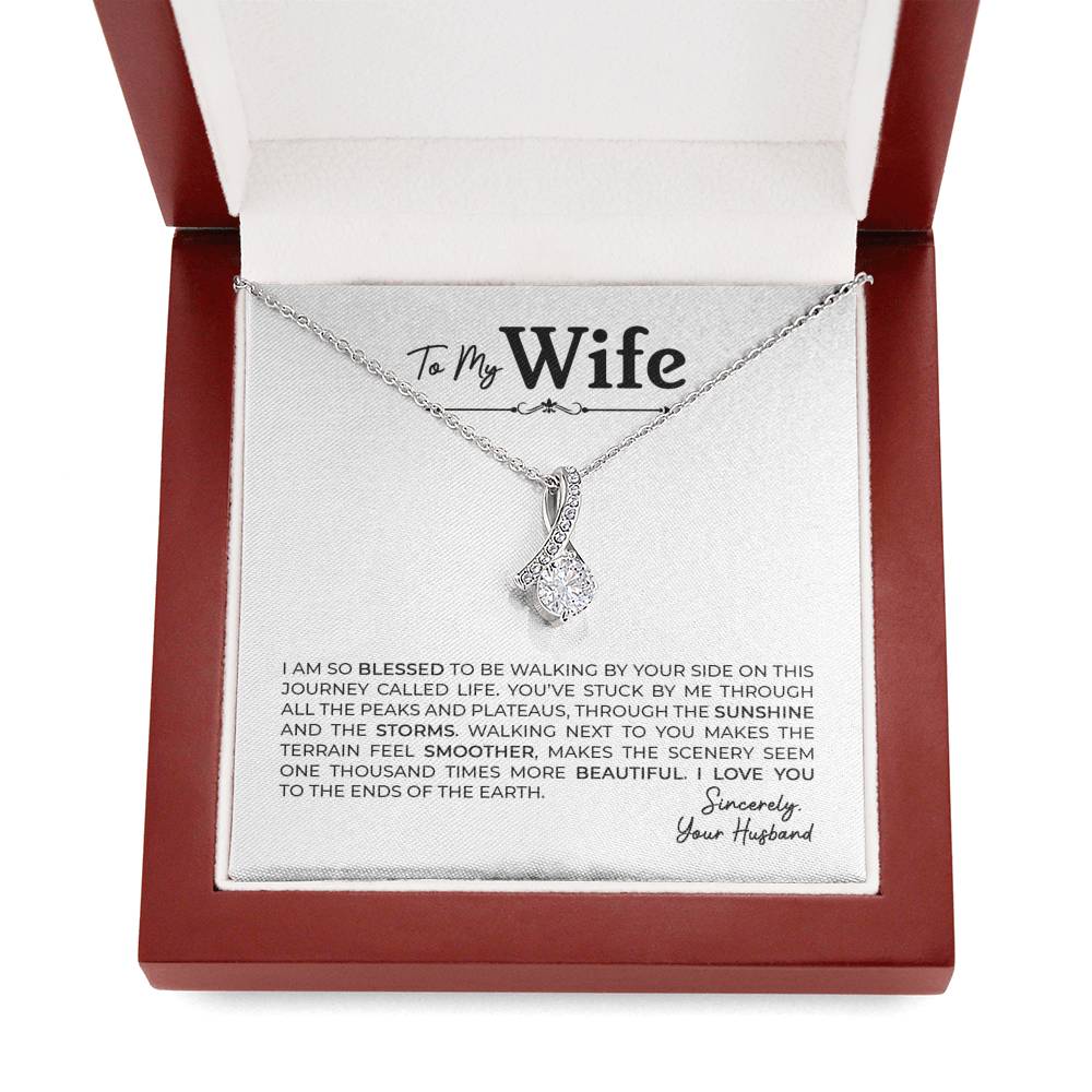 To My Wife, Gift for Wife Alluring Beauty Necklace with Message Card White
