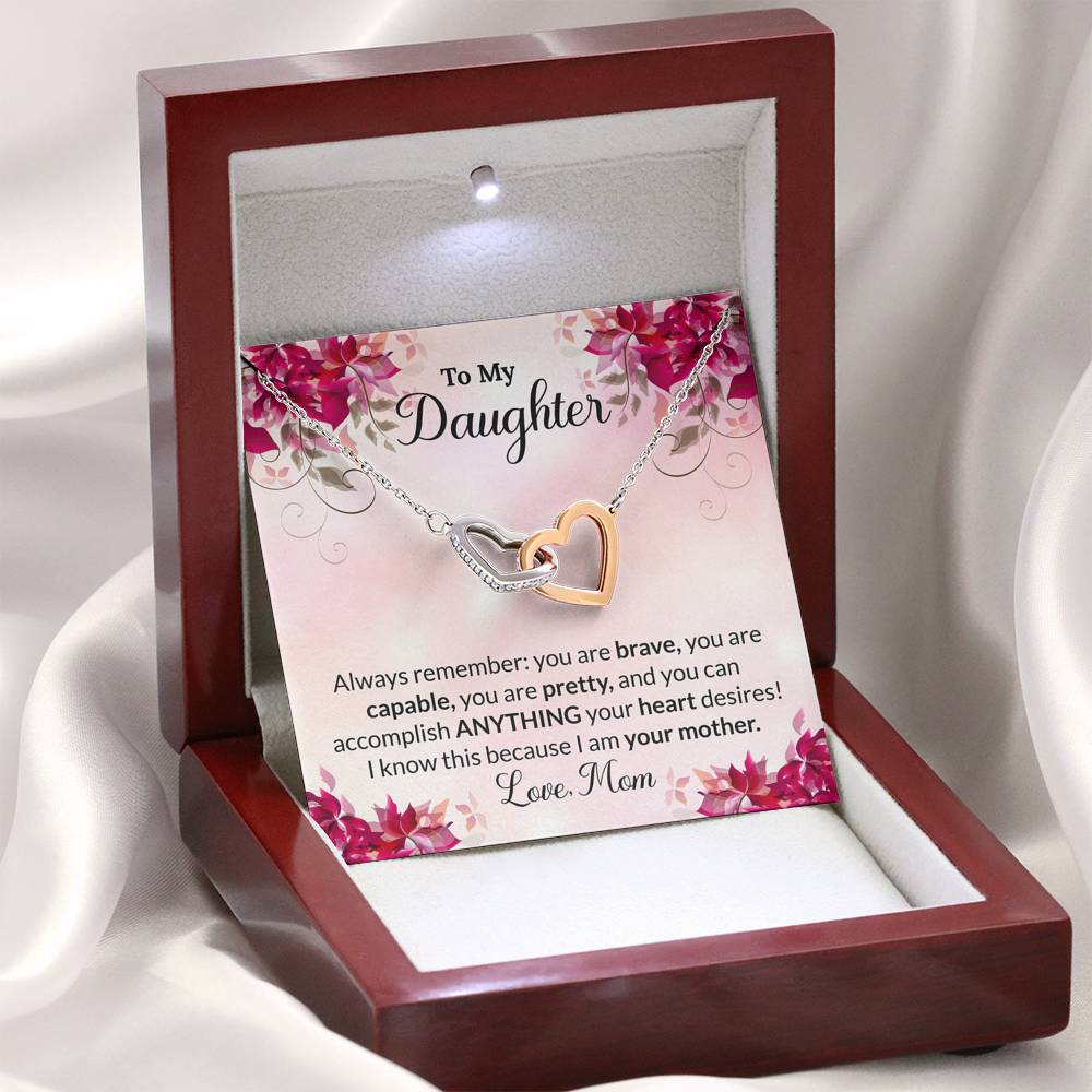 To My Brave Daughter Necklace with a Message Card