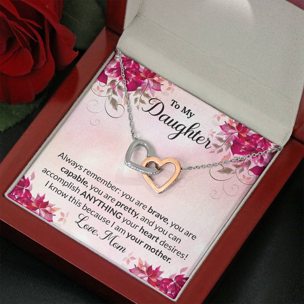 To My Brave Daughter Necklace with a Message Card