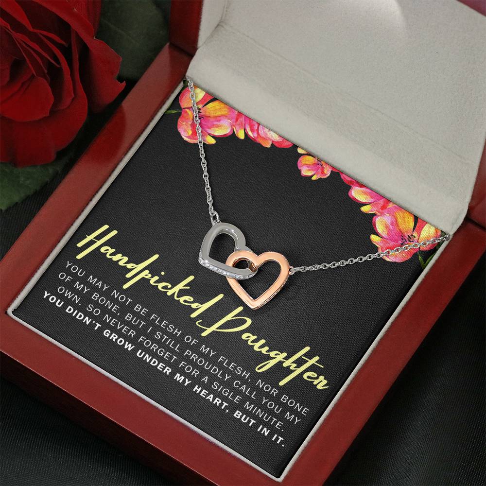For My Handpicked Daughter • Stepdaughter or Adopted Child Gift Necklace with Message Card
