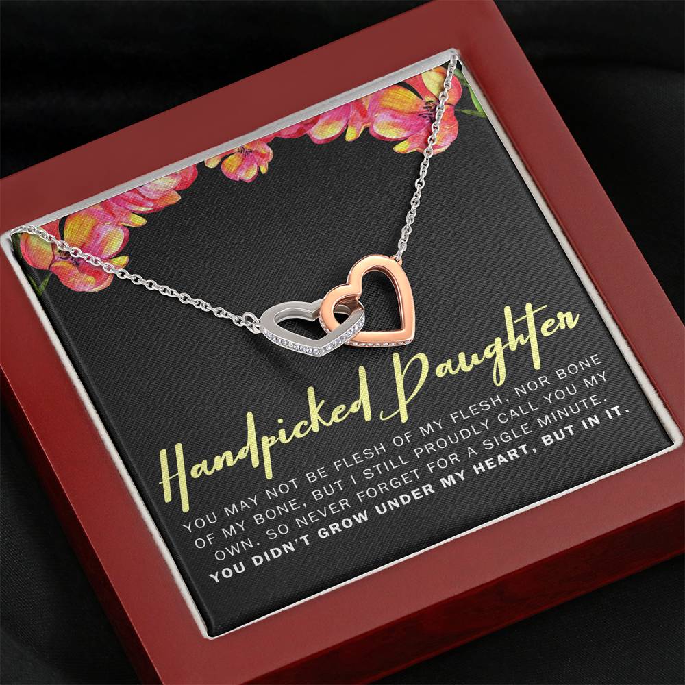 For My Handpicked Daughter • Stepdaughter or Adopted Child Gift Necklace with Message Card
