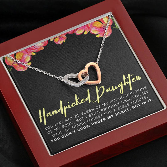 For My Handpicked Daughter • Stepdaughter or Adopted Child Gift Necklace with Message Card