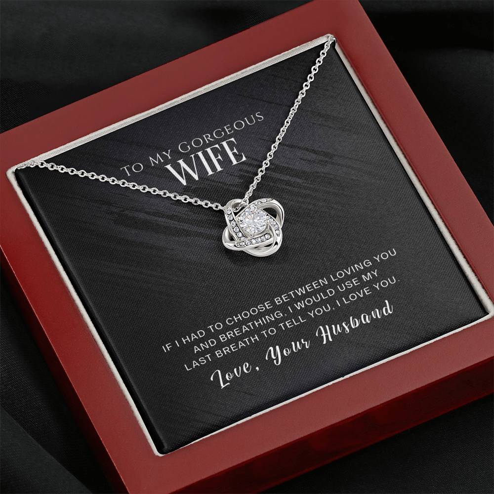 To My Wife, Love Knot Necklace, Gift for Wife