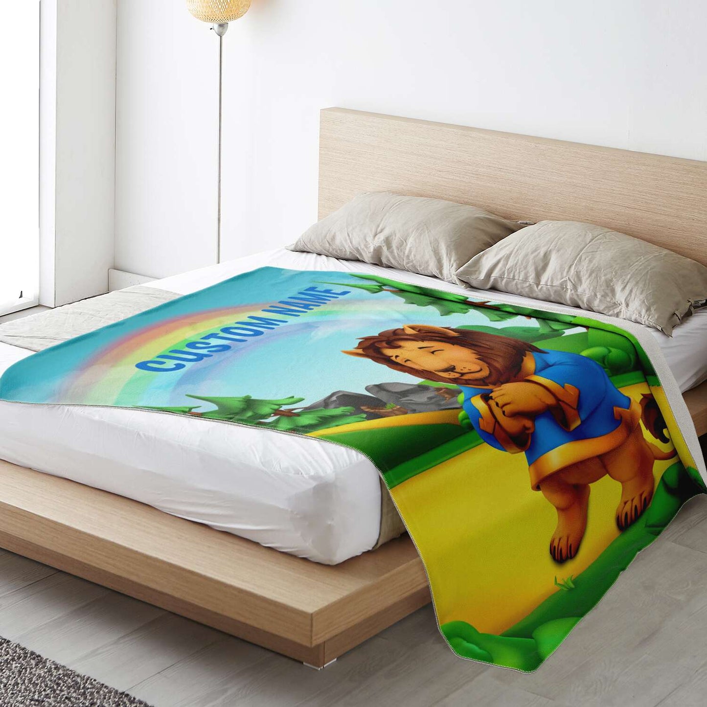 Personalized Name Lion, Animal Blanket for Kids, Custom Name Blanket for Boys & Girls