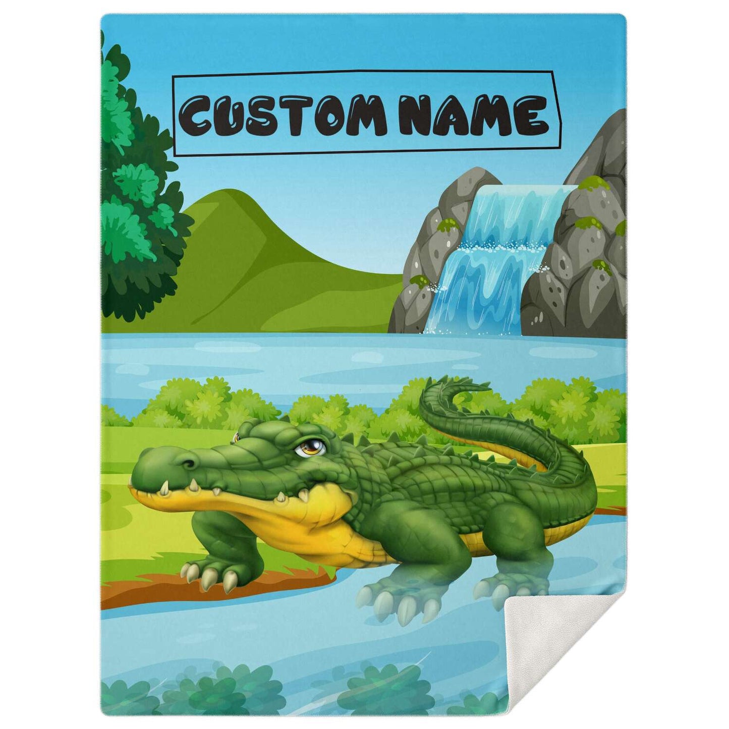 Personalized Name Crocodile Blanket, Custom Name Wild Animals Blanket for Boys & Girls