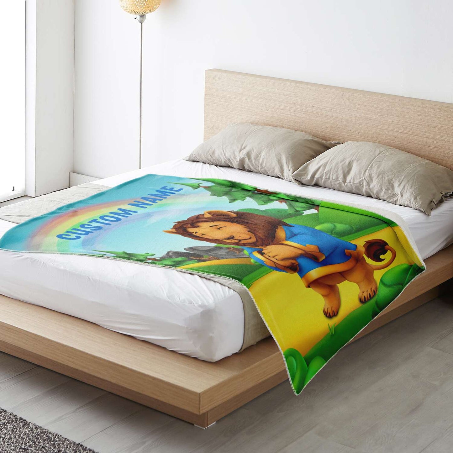 Personalized Name Lion, Animal Blanket for Kids, Custom Name Blanket for Boys & Girls