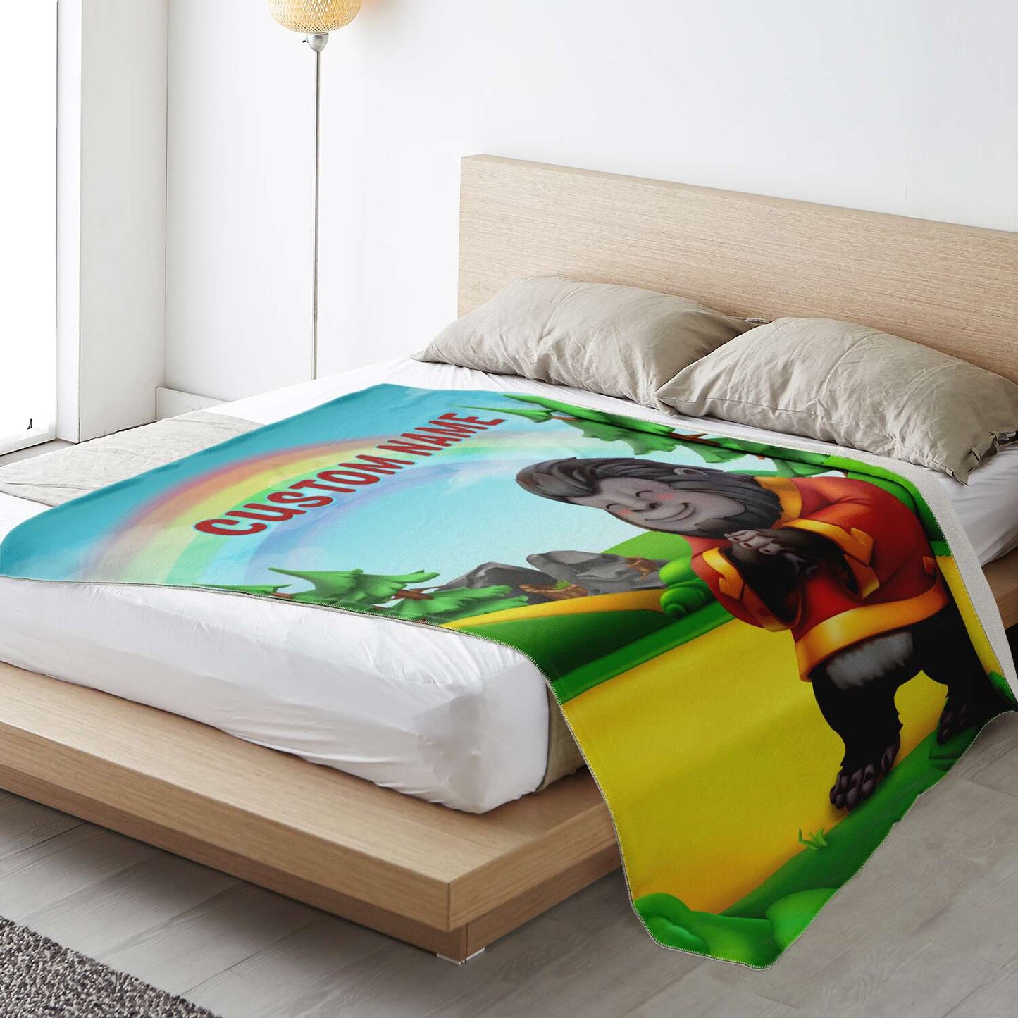 Personalized Name Gorilla, Animal Blanket for Kids, Custom Name Blanket for Boys & Girls
