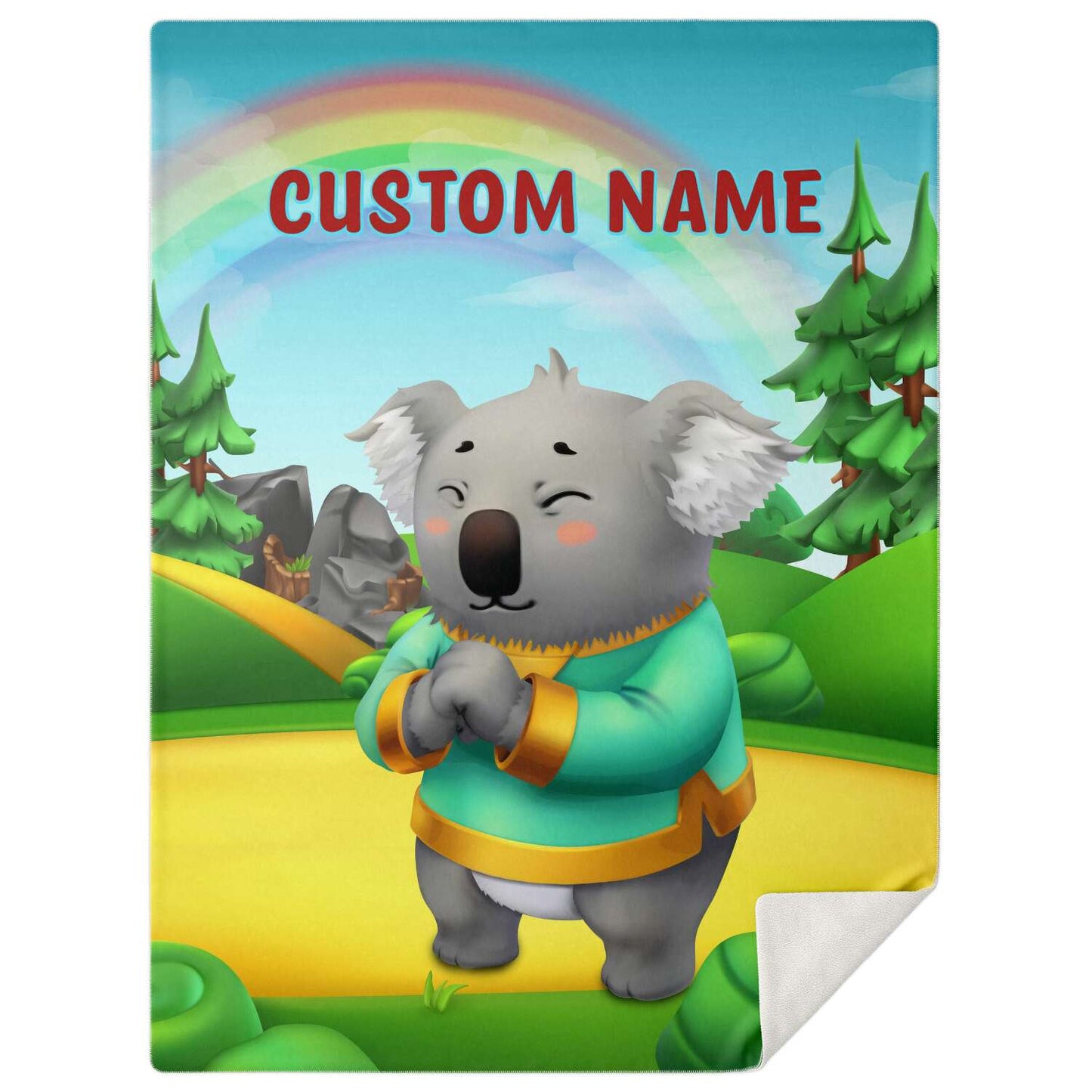 Personalized Name Koala, Animal Blanket for Kids, Custom Name Blanket for Boys & Girls