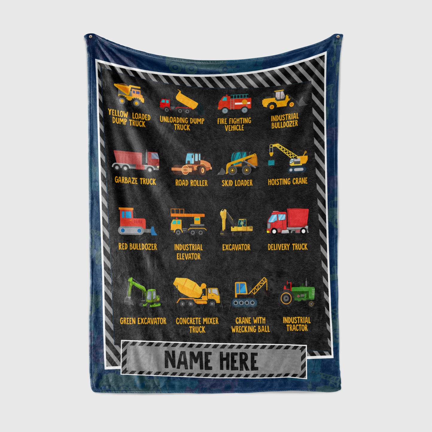Personalized Custom Blankets with Construction Vehicles