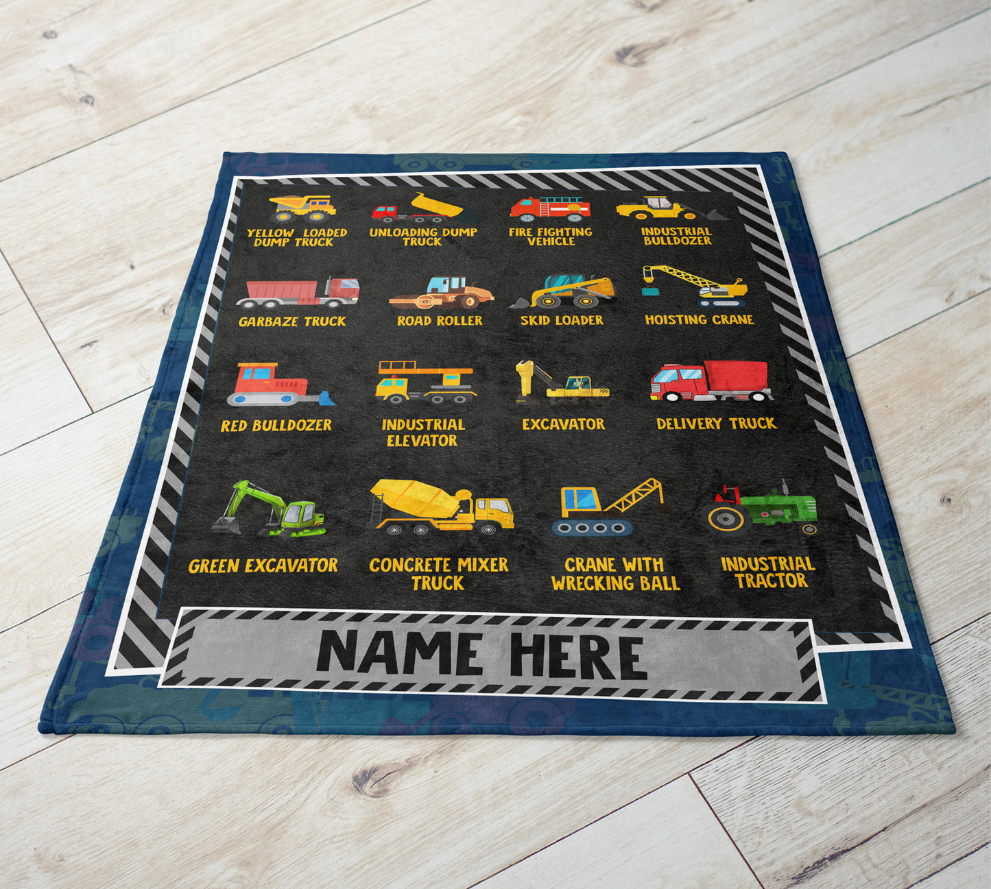 Personalized Custom Blankets with Construction Vehicles