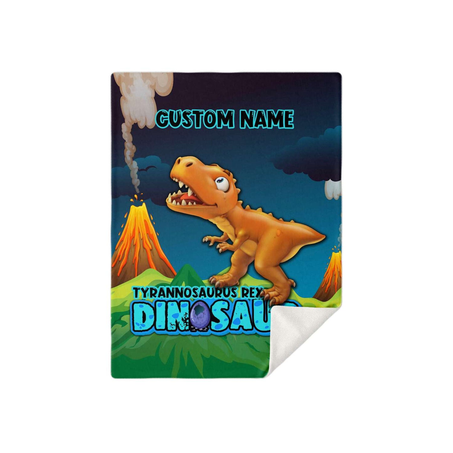 Personalized Name Tyrannosaurus Rex Dinosaur Blanket for Kids, Custom Name Blanket for Boys & Girls