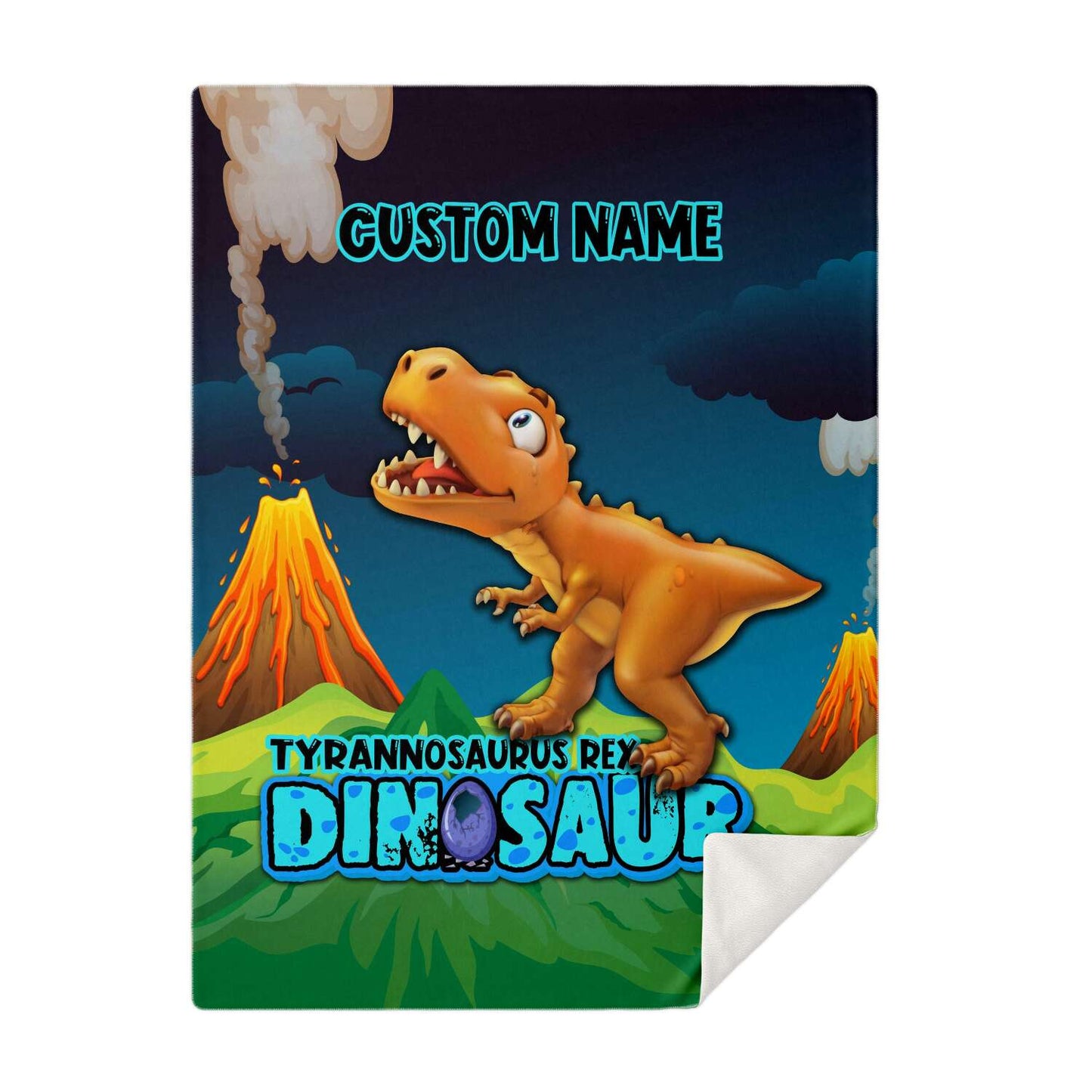 Personalized Name Tyrannosaurus Rex Dinosaur Blanket for Kids, Custom Name Blanket for Boys & Girls