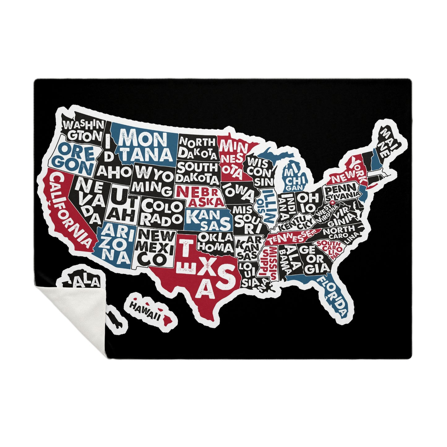 USA Map with State Names Premium Blanket