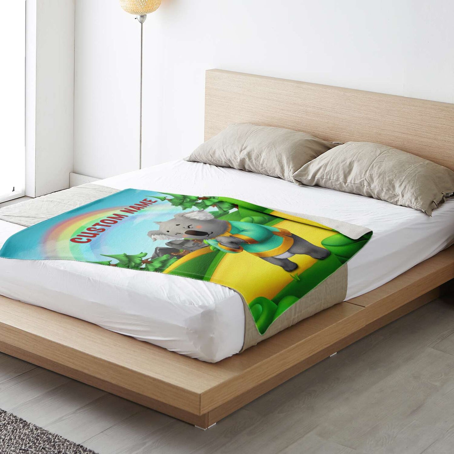 Personalized Name Koala, Animal Blanket for Kids, Custom Name Blanket for Boys & Girls