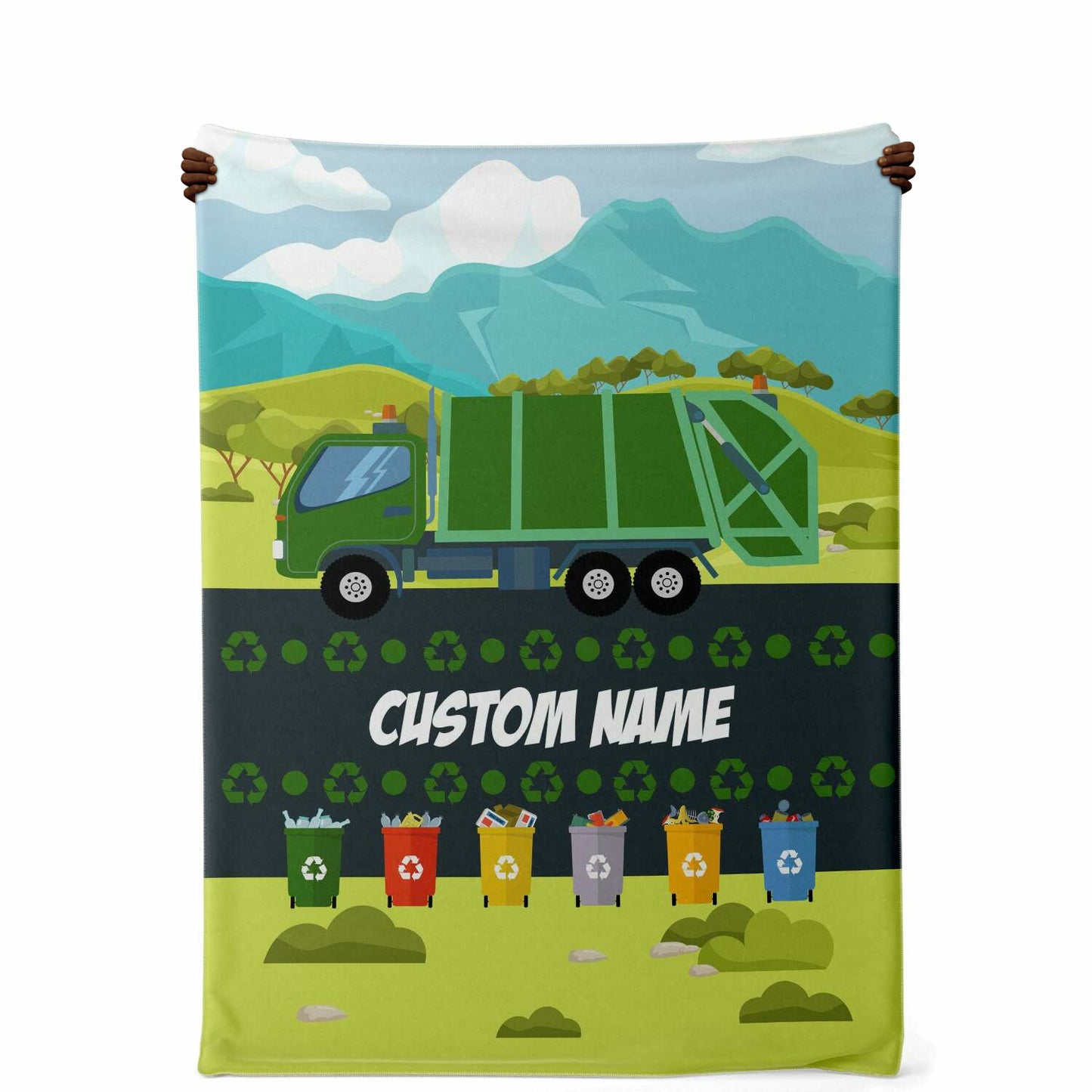 Personalized Name Garbage Truck Blanket for Kids, Custom Name Blanket for Boys & Girls