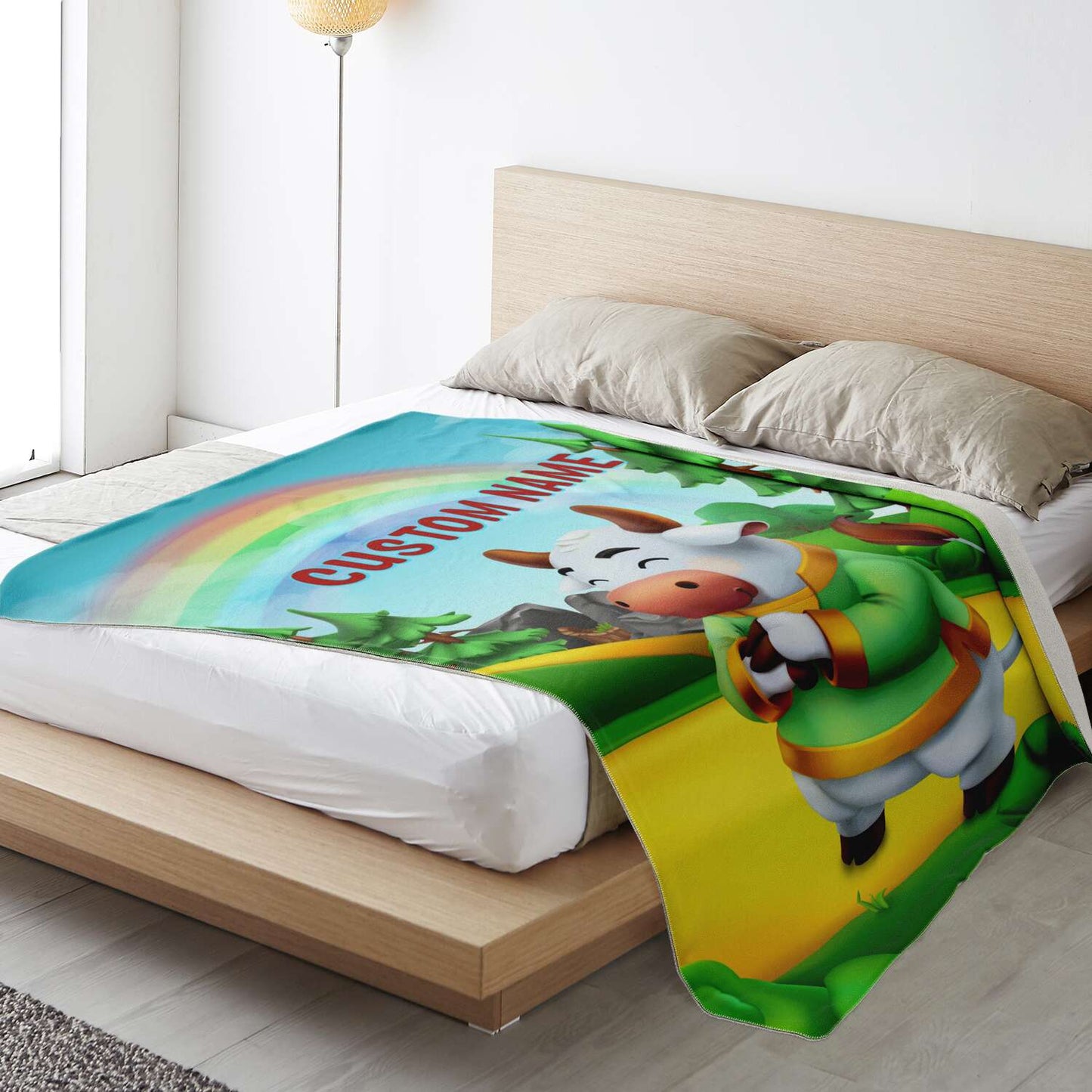 Personalized Name Bull Animal Blanket for Kids, Custom Name Blanket for Boys & Girls