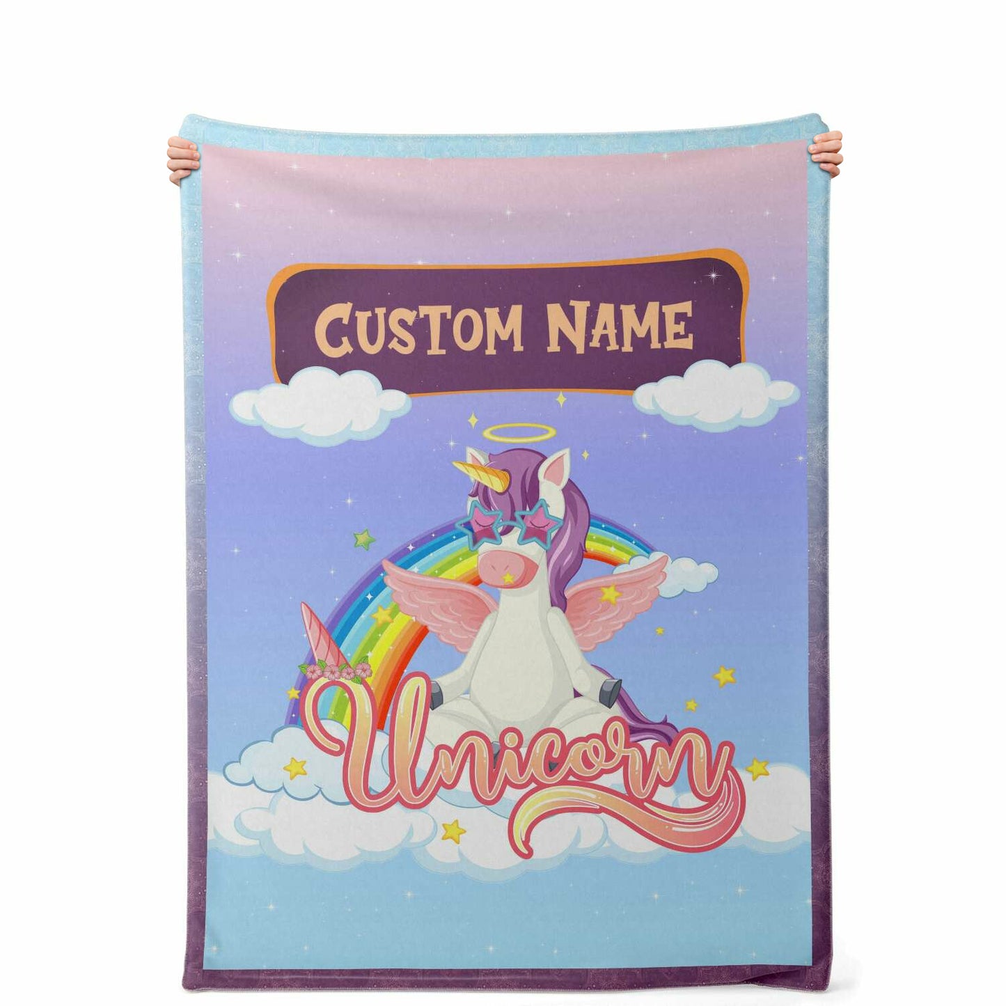 Personalized Name Unicorn Blanket for Kids, Custom Name Blanket for Boys and Girls