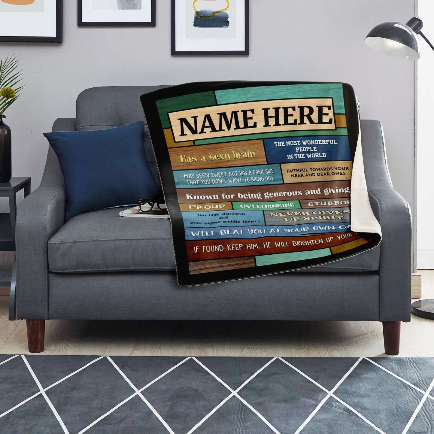 Personalized Name Blanket, Gift for Boyfriend, Husband, BFF