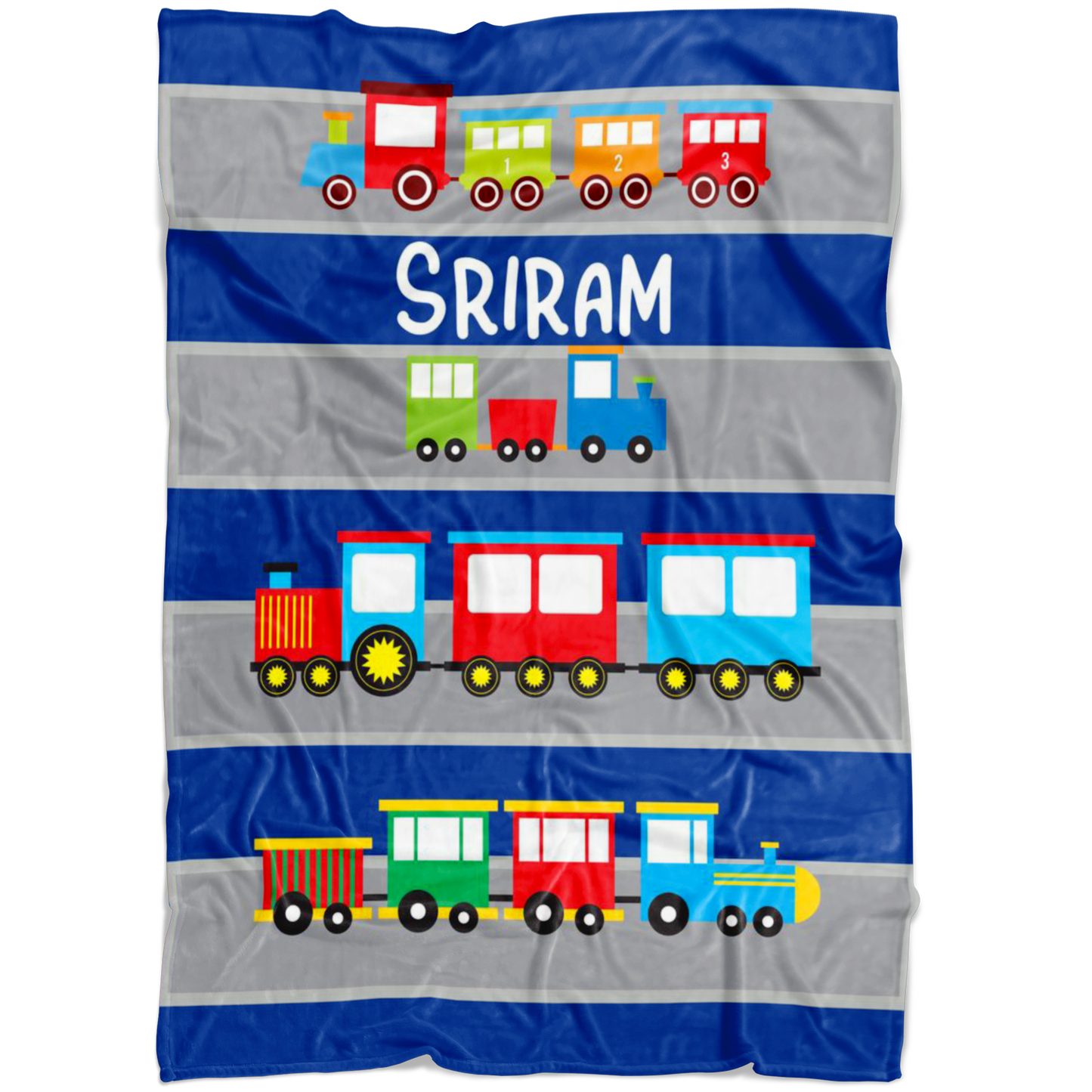 Personalized Name Train Blanket for Kids, Boys & Girls - Sriram
