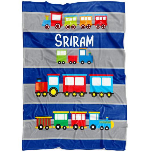 Personalized Name Train Blanket for Kids, Boys & Girls - Sriram