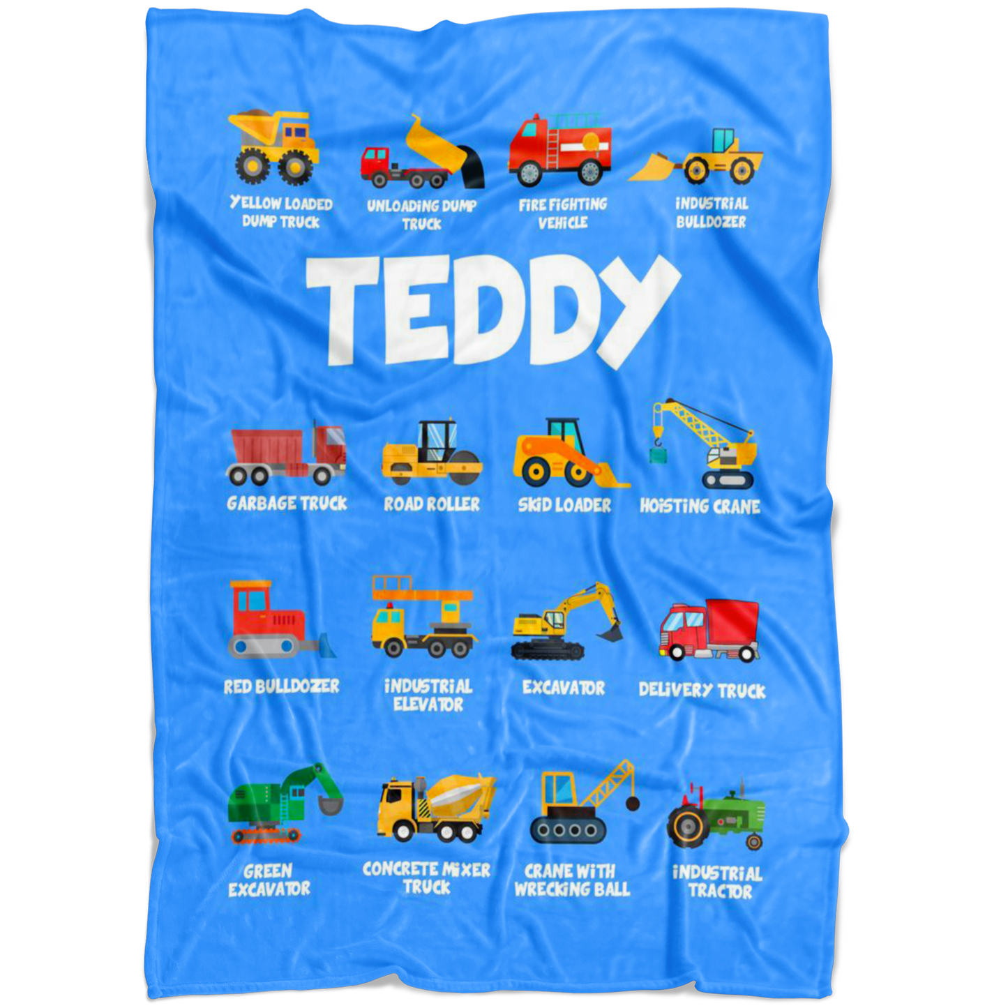Teddy Construction Blanket Blue