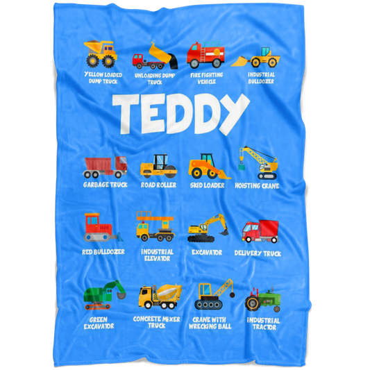Teddy Construction Blanket Blue
