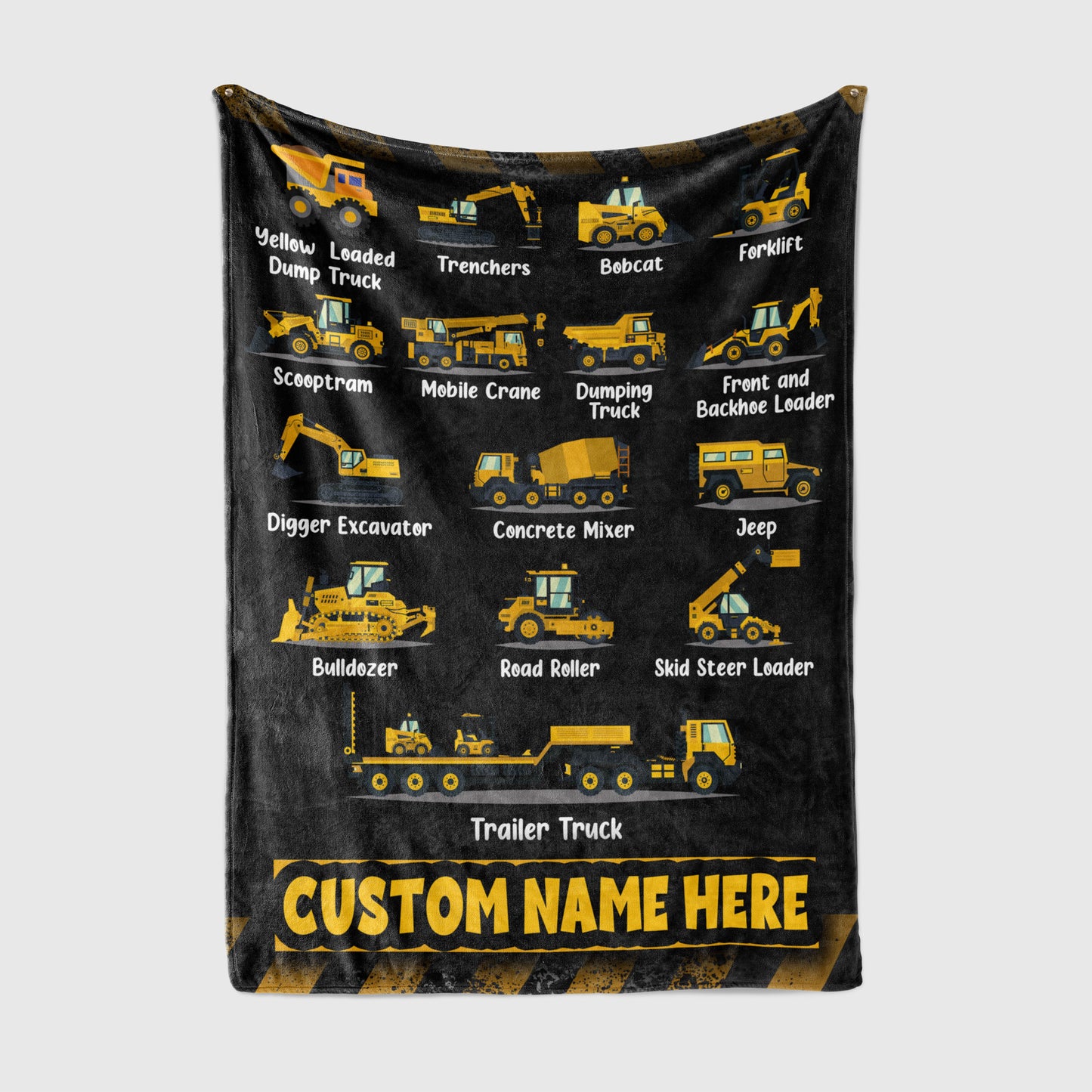 Personalized Custom Blankets with Construction Vehicles