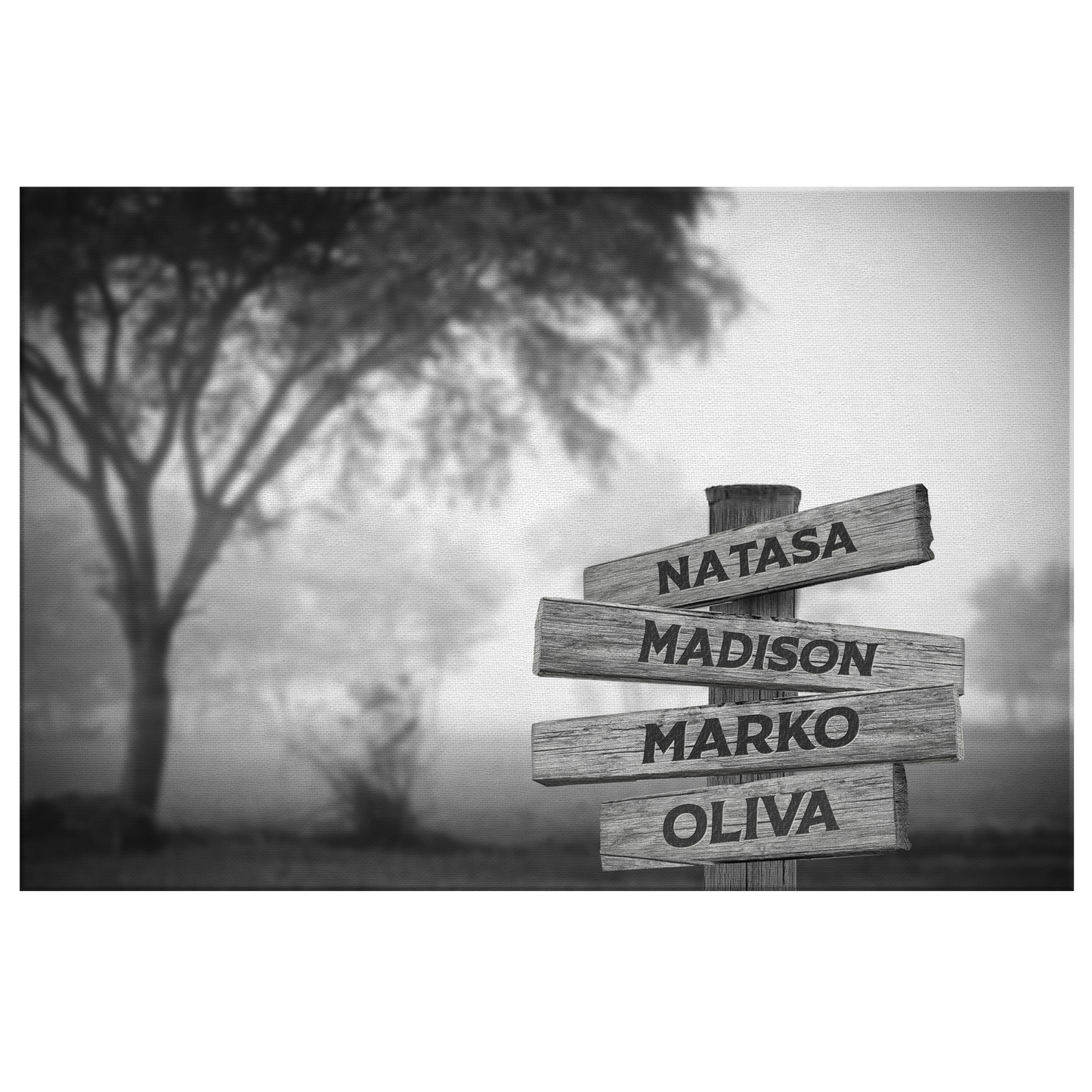 Personalized Multi Names Family Canvas Wall Art - Woods