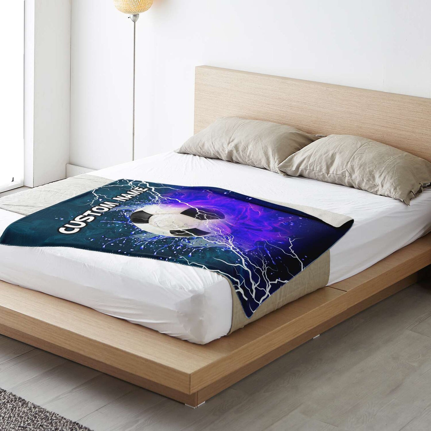 Personalized Name Soccer,Football Blanket, Custom Name Sports Blanket for Boys & Girls