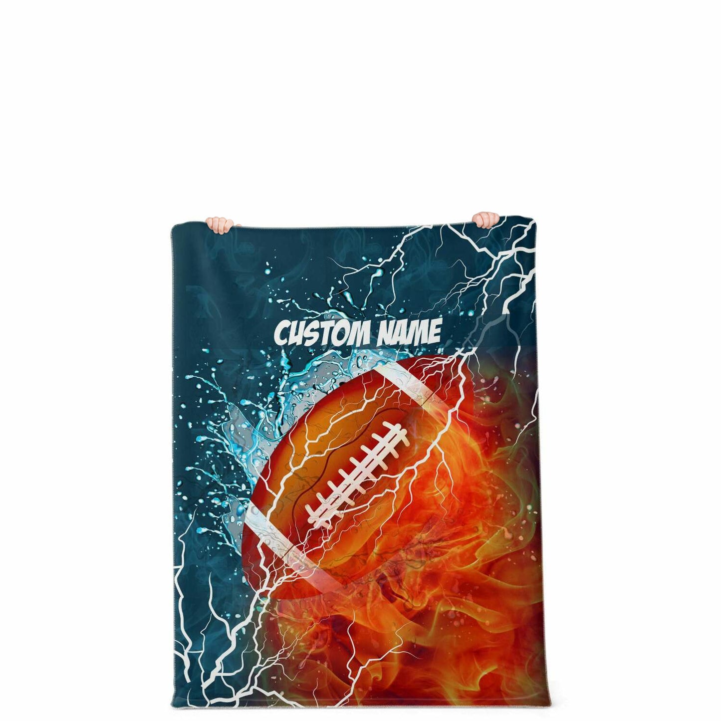Personalized Name American Football Blanket, Custom Name Sports Blanket for Boys & Girls