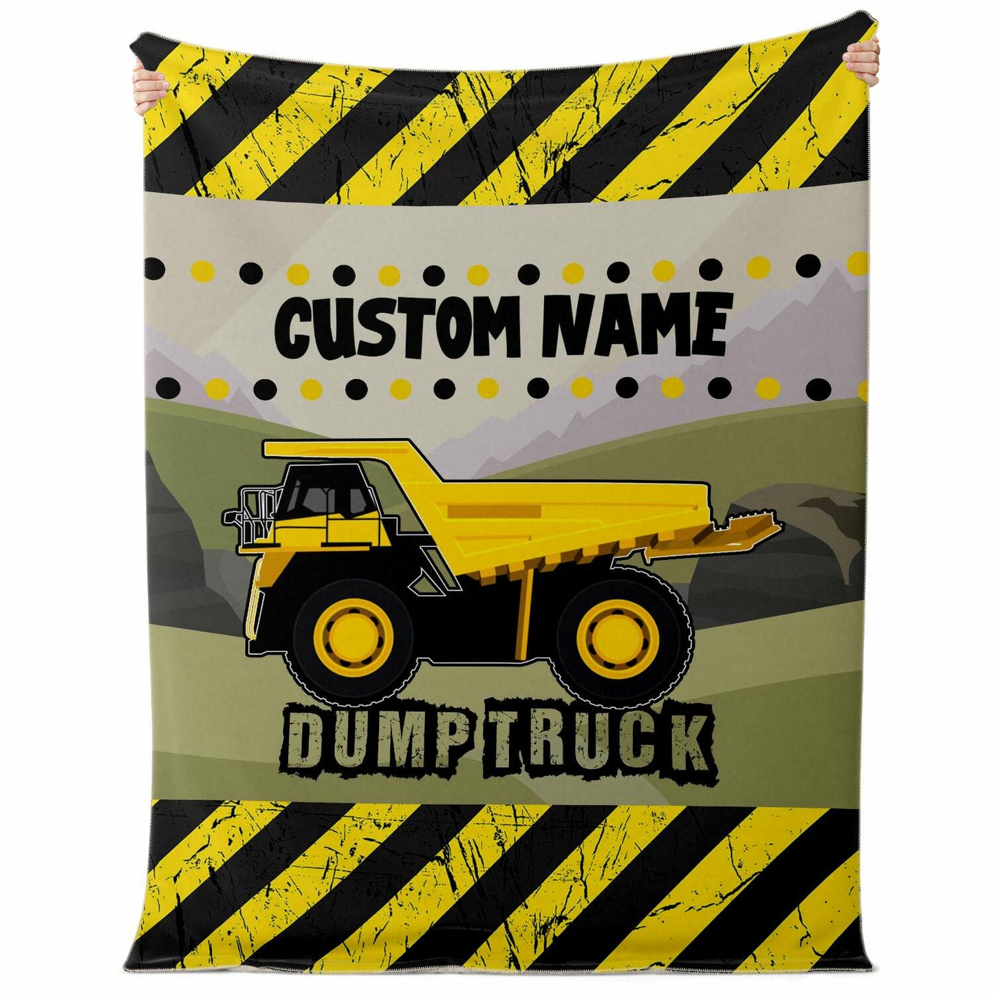 Personalized Name Dump Truck Blanket for Kids, Boys and Girls Custom Name Blanket