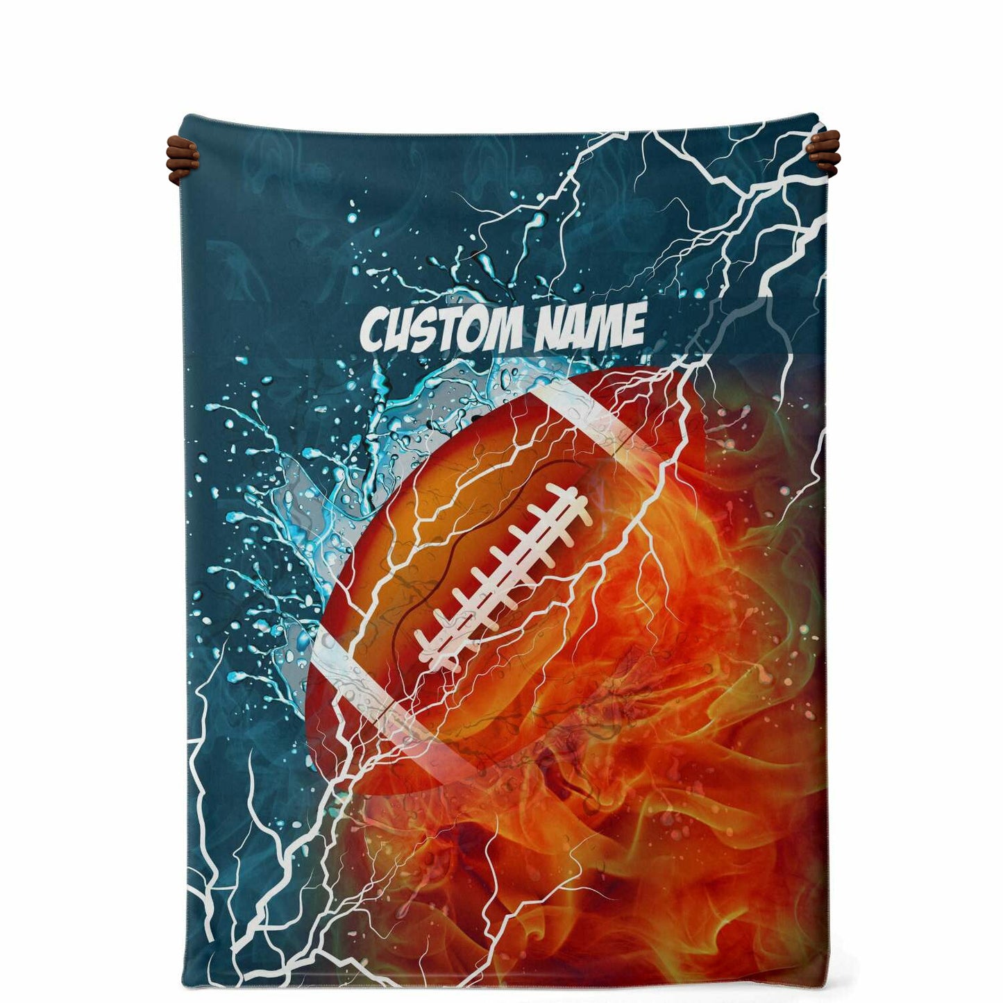 Personalized Name American Football Blanket, Custom Name Sports Blanket for Boys & Girls