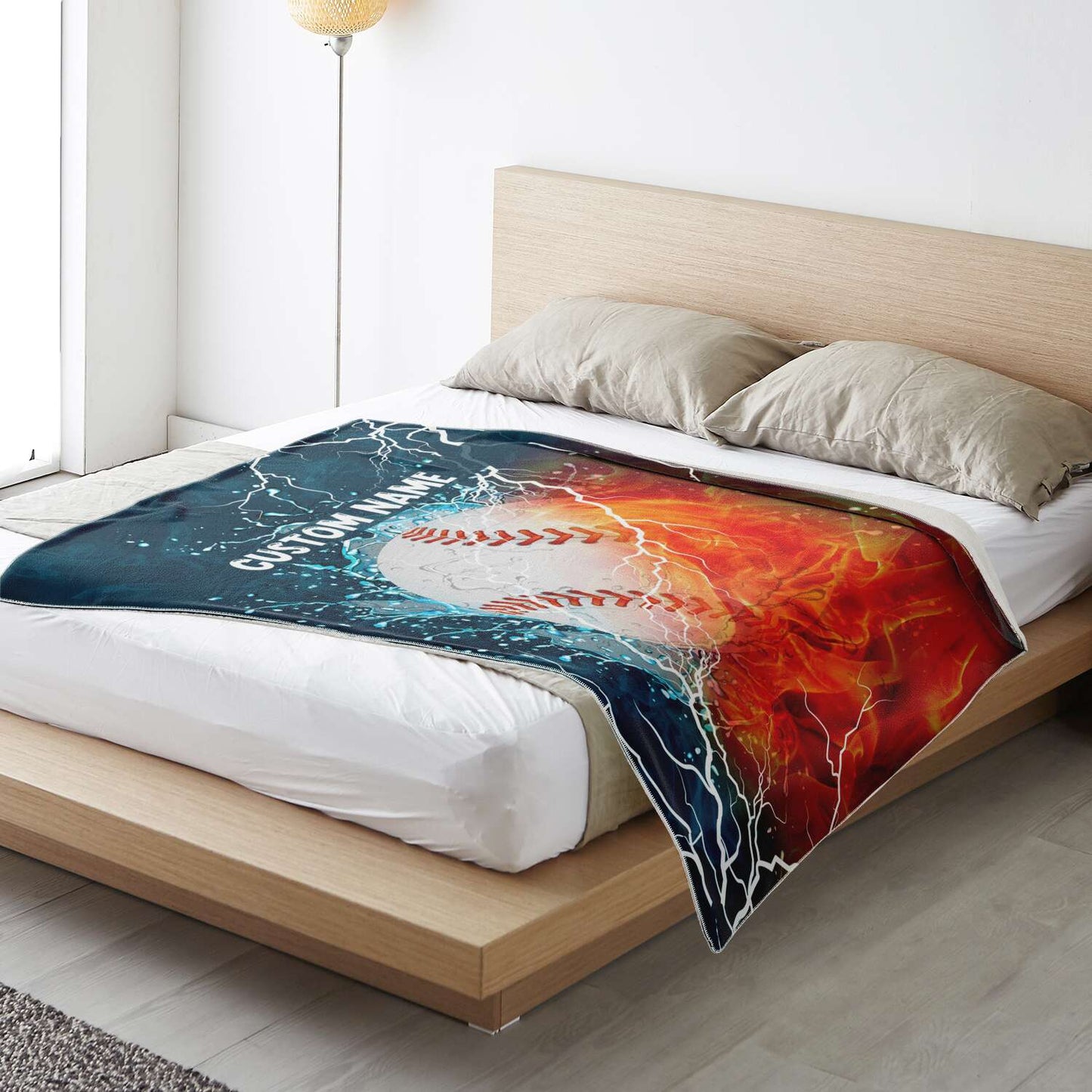 Personalized Name Baseball Blanket, Custom Name Sports Blanket for Boys & Girls