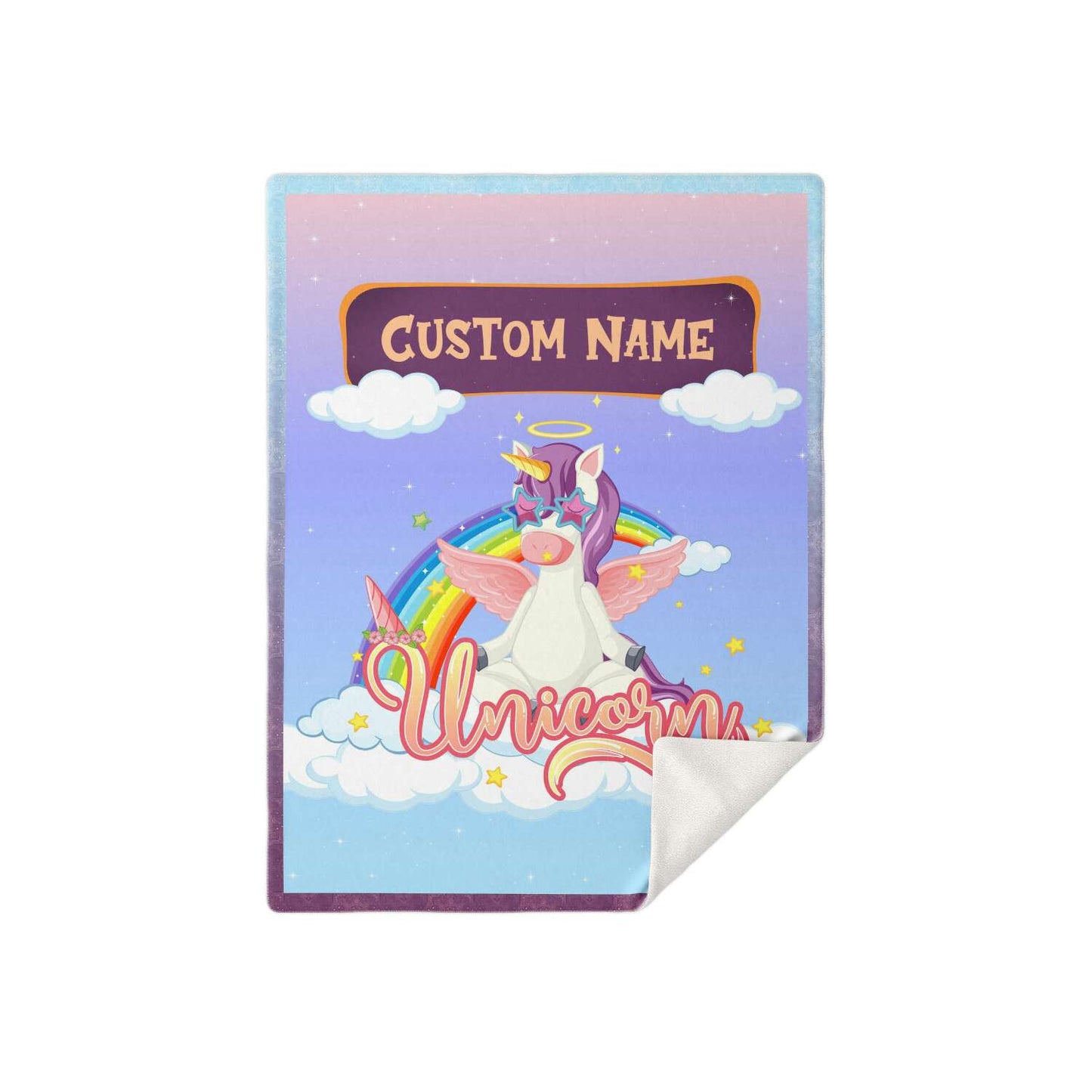 Personalized Name Unicorn Blanket for Kids, Custom Name Blanket for Boys and Girls