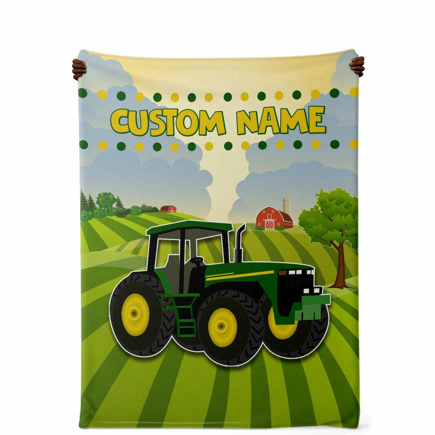 Personalized Name Big Green Tractor Blanket for Kids