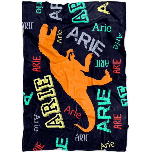 Dinosaurs T-Rex Personalized Name Blanket for Boys, Kids - ARIE