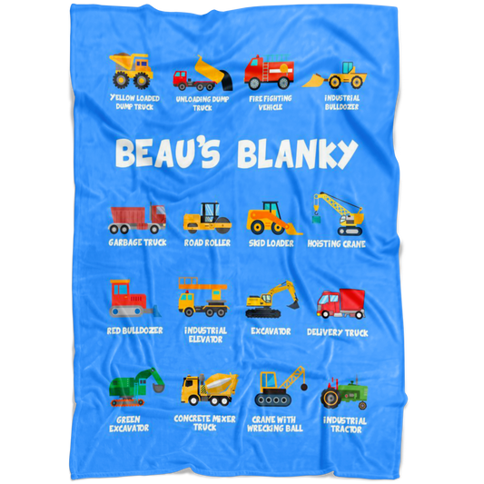 Beau's Blanky Construction Blanket Blue